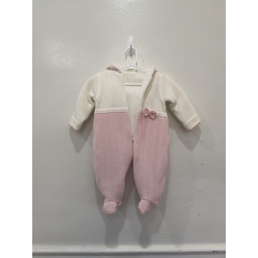 Dolce Gioia Baby Infant Girls 6 Months Pink White Cotton Floral Zipper Bodysuit